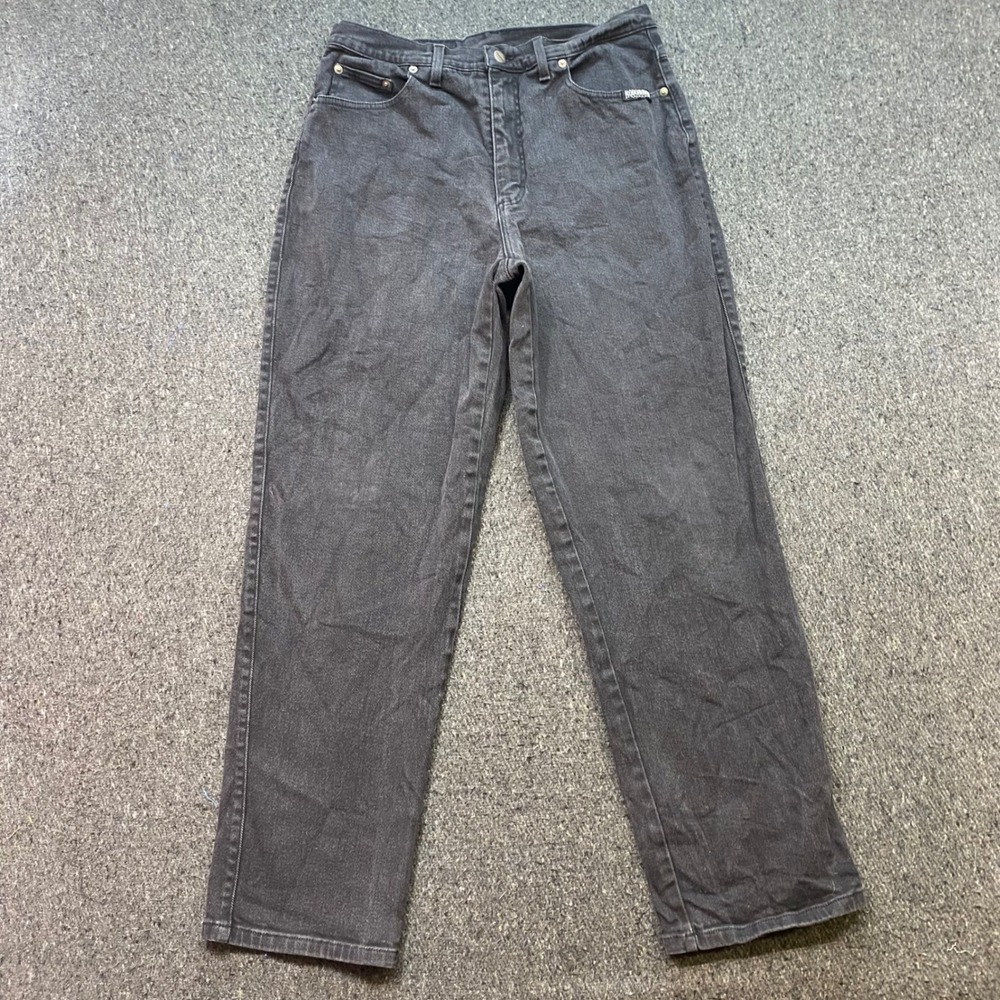 Roughrider Circle T Jeans Sz 13/14 Womens Black Grunge High Waisted Straight USA